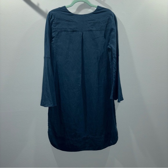 Soft Surroundings 100% Linen Blue Bell Sleeve Tunic Dress - Size Small - Picture 5 of 9